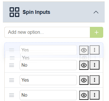 Drag handle moving a slice in the list.