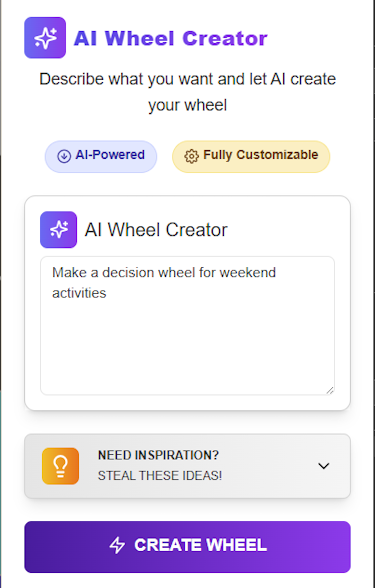 Prompt box generating a wheel.