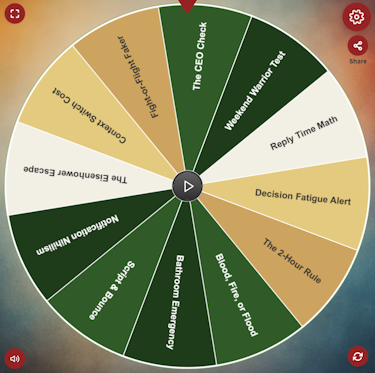 Wheel mid-spin animation.